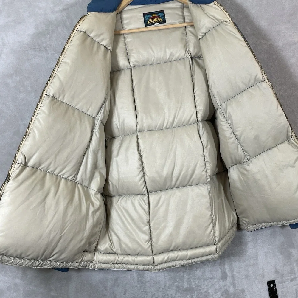 Vtg 50s 60s Eddie Bauer Down Jacket Mens Medium TALON USA Hooded Puffer Coat